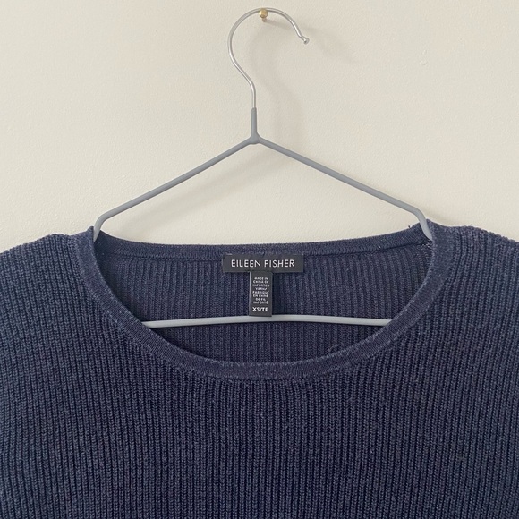 Eileen Fisher Navy/Brown ColorBlock Knit Silk Blend Sweater Size XS - Picture 2 of 6